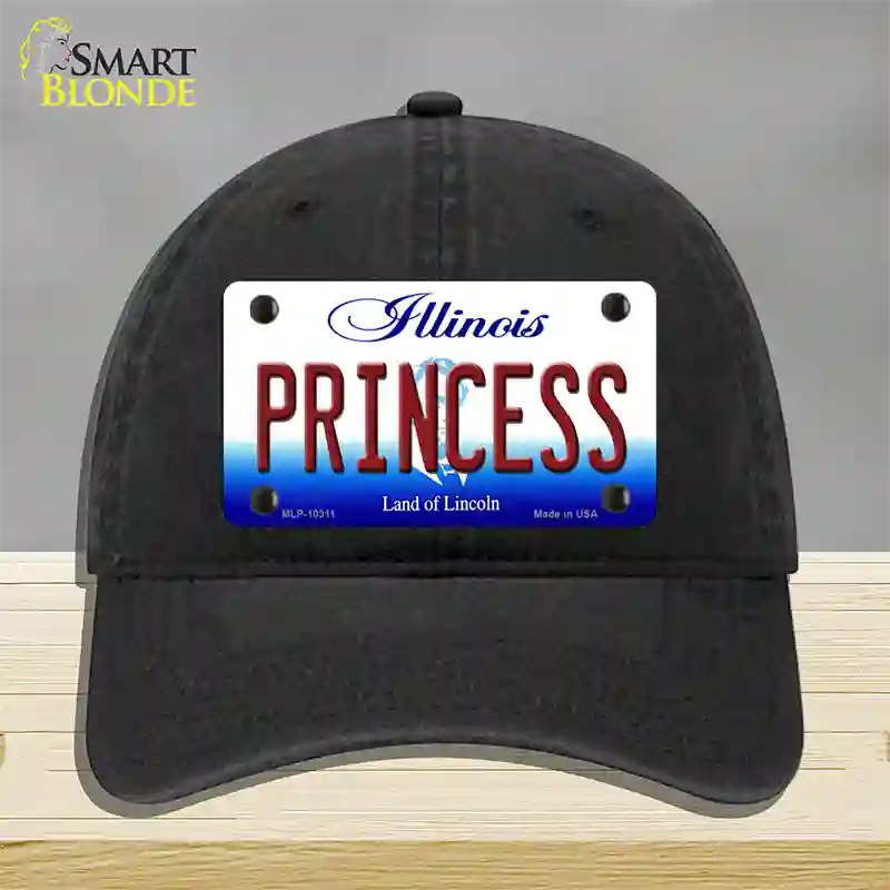 Princess Illinois Novelty License Plate Hat Unconstructed Cotton / Black