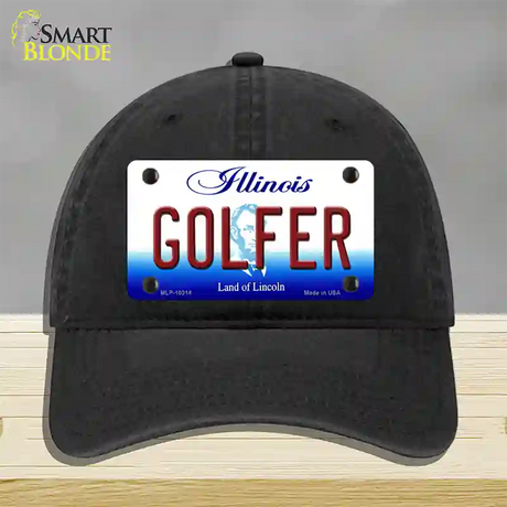 Golfer Illinois Novelty License Plate Hat Unconstructed Cotton / Black