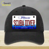 Scuba Diver Illinois Novelty License Plate Hat Unconstructed Cotton / Black