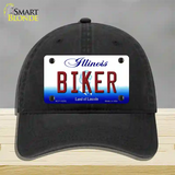 Biker Illinois Novelty License Plate Hat Unconstructed Cotton / Black