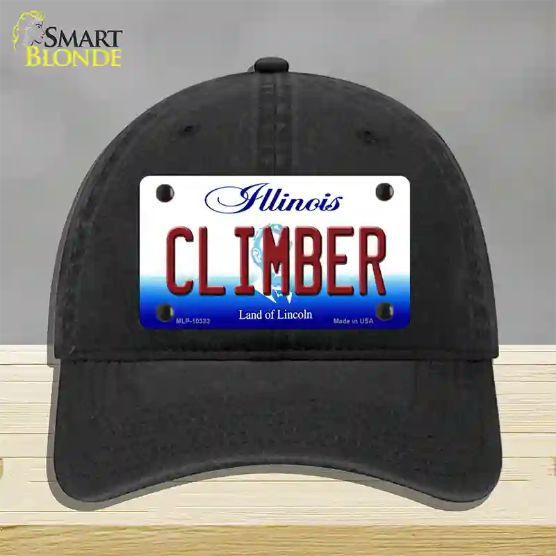 Climber Illinois Novelty License Plate Hat Unconstructed Cotton / Black