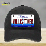 Willis Tower Illinois Novelty License Plate Hat Unconstructed Cotton / Black