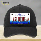 Lake Michigan Illinois Novelty License Plate Hat Unconstructed Cotton / Black