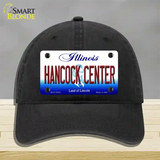 Hancock Center Illinois Novelty License Plate Hat Unconstructed Cotton / Black