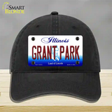 Grant Park Illinois Novelty License Plate Hat Unconstructed Cotton / Black