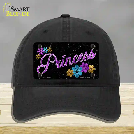 Princess Glitter Novelty License Plate Hat Unconstructed Cotton / Black