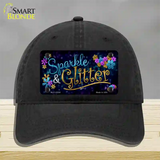 Sparkle And Glitter Novelty License Plate Hat Unconstructed Cotton / Black