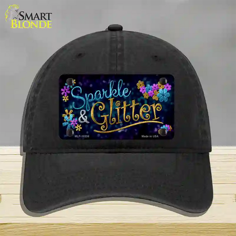 Sparkle And Glitter Novelty License Plate Hat Unconstructed Cotton / Black