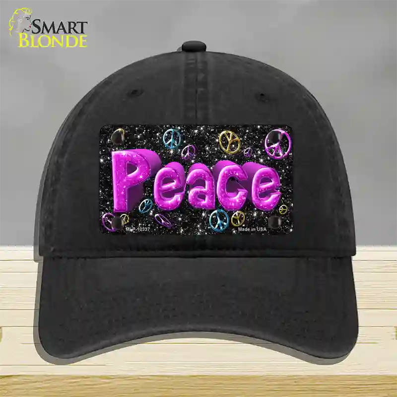 Peace Novelty License Plate Hat Unconstructed Cotton / Black