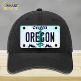 Oregon Tree Novelty License Plate Hat Unconstructed Cotton / Black