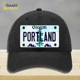 Portland Oregon Novelty License Plate Hat Unconstructed Cotton / Black