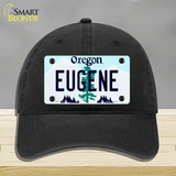 Eugene Oregon Novelty License Plate Hat Unconstructed Cotton / Black