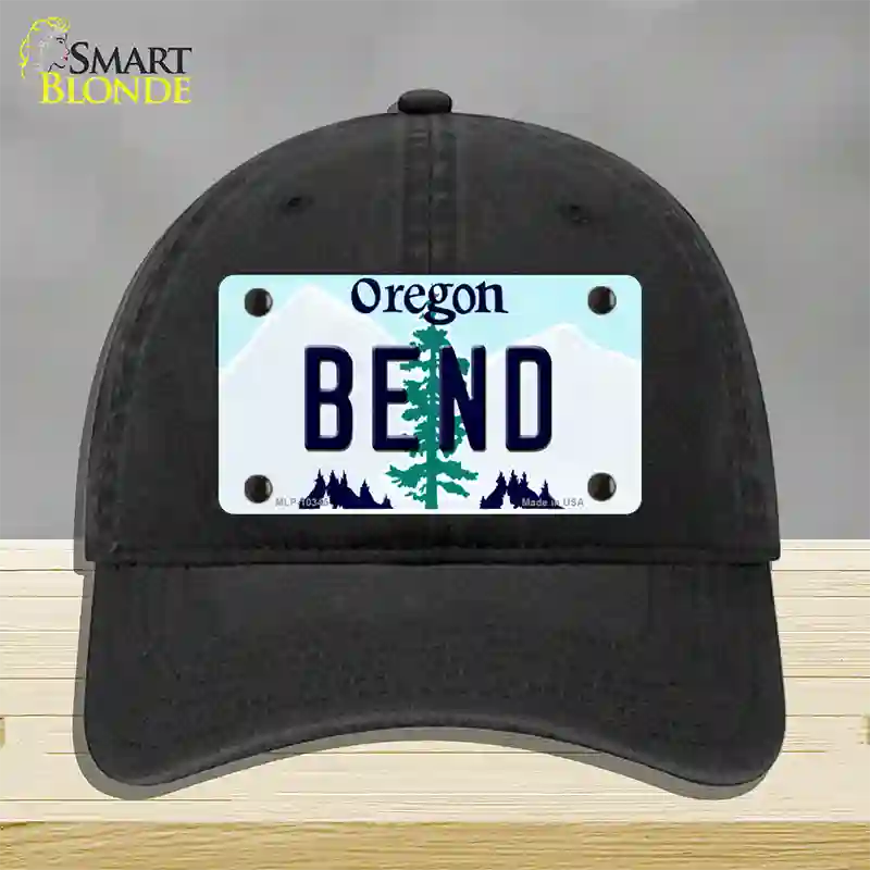 Bend Oregon Novelty License Plate Hat Unconstructed Cotton / Black