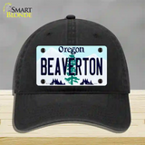 Beaverton Oregon Novelty License Plate Hat Unconstructed Cotton / Black