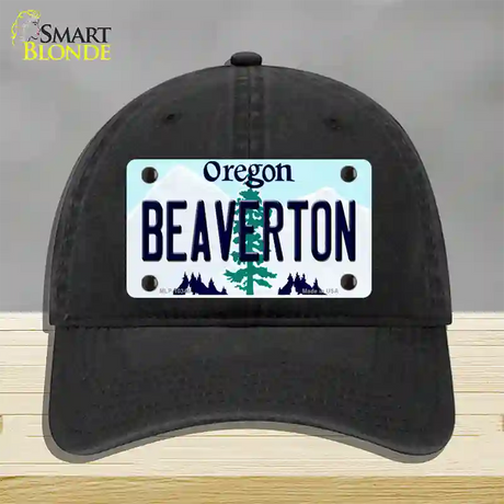 Beaverton Oregon Novelty License Plate Hat Unconstructed Cotton / Black