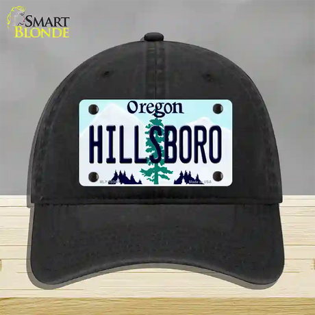 Hillsboro Oregon Novelty License Plate Hat Unconstructed Cotton / Black