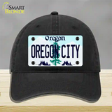 Oregon City Oregon Novelty License Plate Hat Unconstructed Cotton / Black