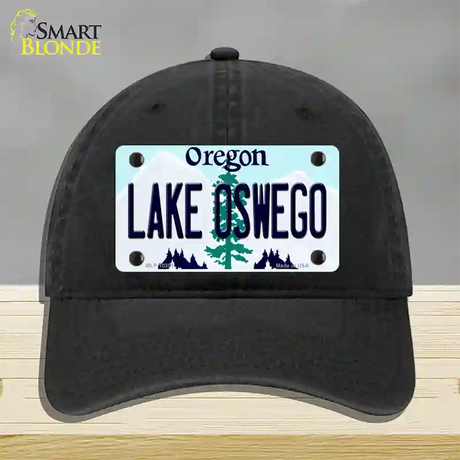 Lake Oswego Oregon Novelty License Plate Hat Unconstructed Cotton / Black