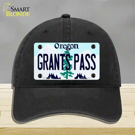 Grants Pass Oregon Novelty License Plate Hat Unconstructed Cotton / Black