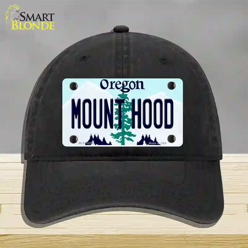 Mount Hood Oregon Novelty License Plate Hat Unconstructed Cotton / Black