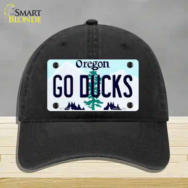 Go Ducks Oregon Novelty License Plate Hat Unconstructed Cotton / Black