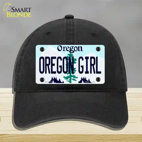 Oregon Girl Oregon Novelty License Plate Hat Unconstructed Cotton / Black