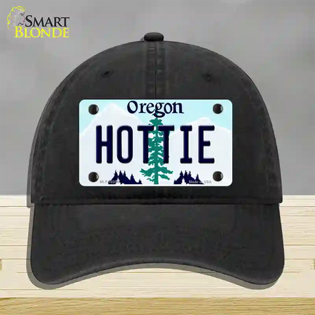 Hottie Oregon Novelty License Plate Hat Unconstructed Cotton / Black