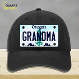 Grandma Oregon Novelty License Plate Hat Unconstructed Cotton / Black