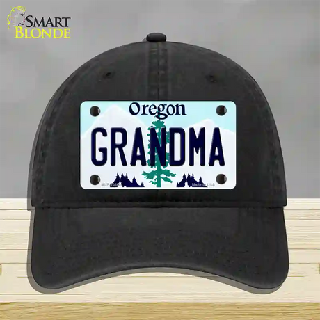 Grandma Oregon Novelty License Plate Hat Unconstructed Cotton / Black