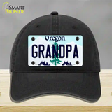 Grandpa Oregon Novelty License Plate Hat Unconstructed Cotton / Black