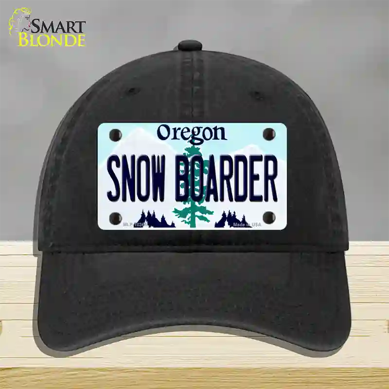 Snow Boarder Oregon Novelty License Plate Hat Unconstructed Cotton / Black