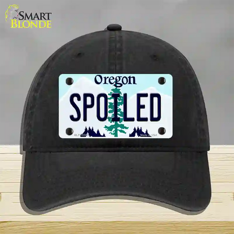 Spoiled Oregon Novelty License Plate Hat Unconstructed Cotton / Black