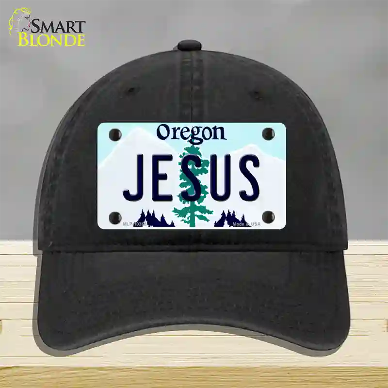 Jesus Oregon Novelty License Plate Hat Unconstructed Cotton / Black