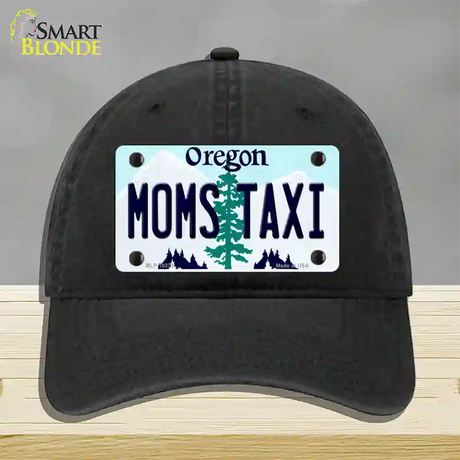 Moms Taxi Oregon Novelty License Plate Hat Unconstructed Cotton / Black