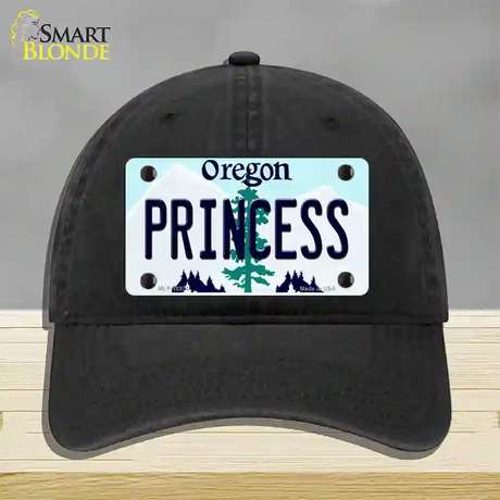 Princess Oregon Novelty License Plate Hat Unconstructed Cotton / Black