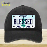 Blessed Oregon Novelty License Plate Hat Unconstructed Cotton / Black