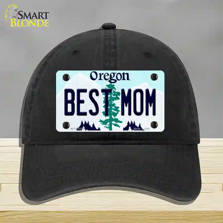 Best Mom Oregon Novelty License Plate Hat Unconstructed Cotton / Black