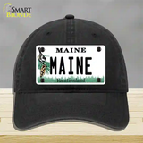 Maine Vacationland Novelty License Plate Hat Unconstructed Cotton / Black