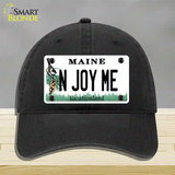 N Joy ME Maine Novelty License Plate Hat Unconstructed Cotton / Black