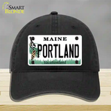 Portland Maine Novelty License Plate Hat Unconstructed Cotton / Black