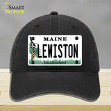 Lewiston Maine Novelty License Plate Hat Unconstructed Cotton / Black