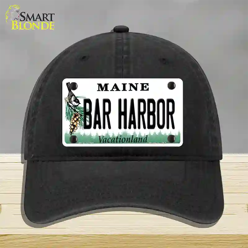 Bar Harbor Maine Novelty License Plate Hat Unconstructed Cotton / Black