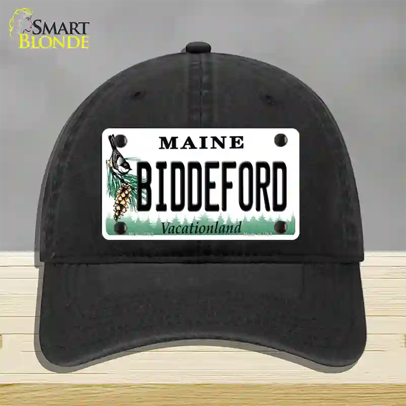 Biddeford Maine Novelty License Plate Hat Unconstructed Cotton / Black