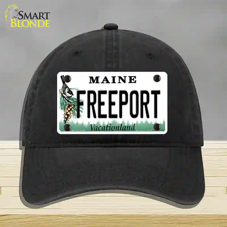 Freeport Maine Novelty License Plate Hat Unconstructed Cotton / Black