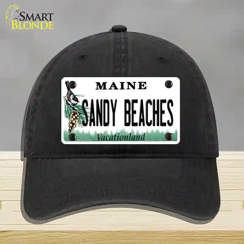 Sandy Beaches Maine Novelty License Plate Hat Unconstructed Cotton / Black