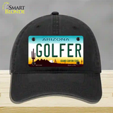 Golfer Arizona Novelty License Plate Hat Unconstructed Cotton / Black