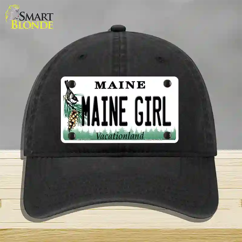 Maine Girl Novelty License Plate Hat Unconstructed Cotton / Black