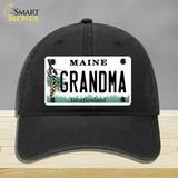 Grandma Maine Novelty License Plate Hat Unconstructed Cotton / Black