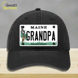 Grandpa Maine Novelty License Plate Hat Unconstructed Cotton / Black