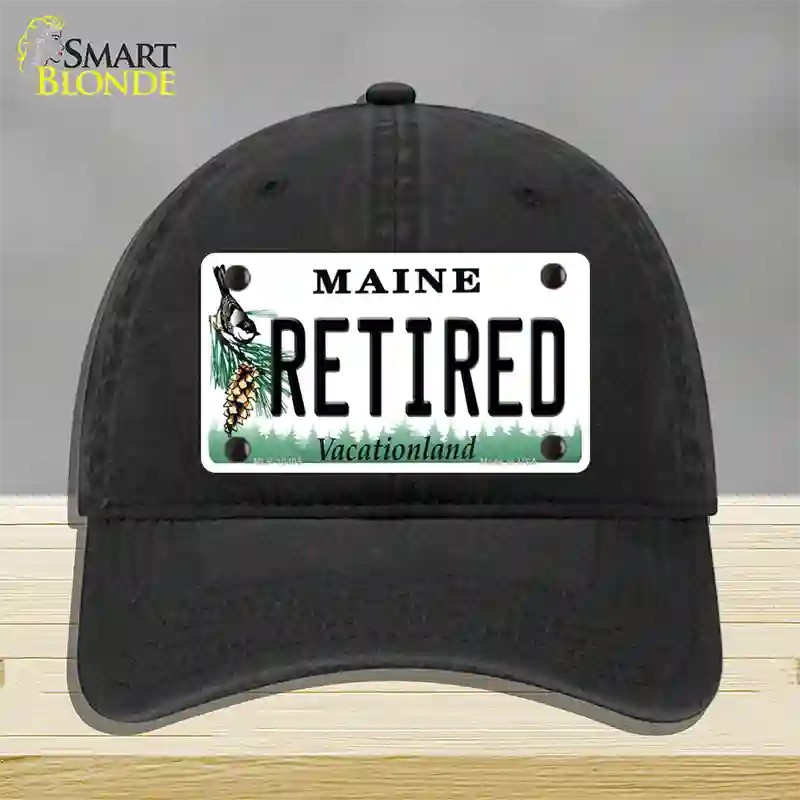 Retired Maine Novelty License Plate Hat Unconstructed Cotton / Black